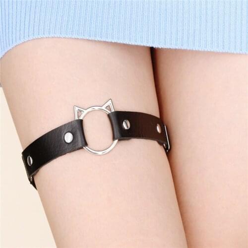 Sexy Women Studded Love Heart Leg Garters Rivet Punk Goth Cat Head Handmade Belt Ring Garters Accessories Gift