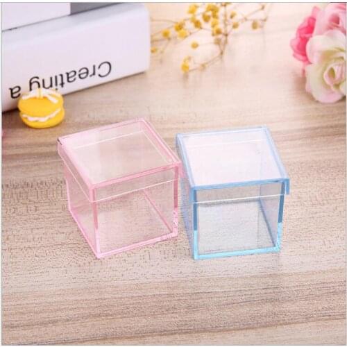 30 pcs Free Shipping Square Candy Spice Plastic Box Wedding Baptism Party Packaging Container Small Jewelry Storage Bank