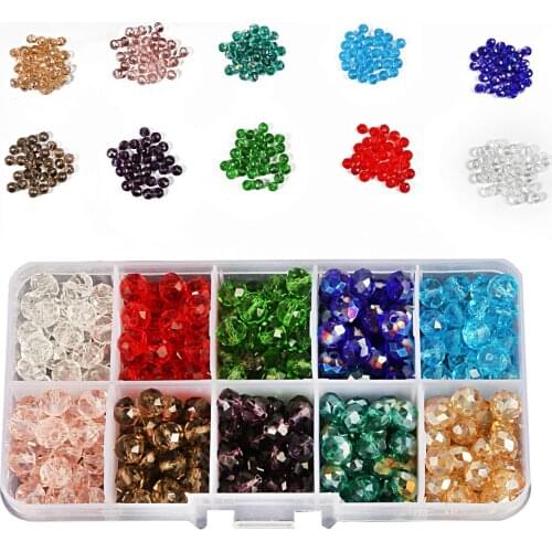 300pcs DIY Fashion Jewelry Accessories glass Beads 8mm Flat Round Shape Wheel Beads Bracelet Department 10colors