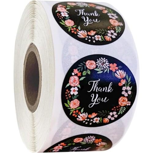 500 Pcs/roll 1 Inch Flower Thank You Stickers Seal Lables Birthday Party Favors Lables Stickers Scrapbooking Stationery Stickers