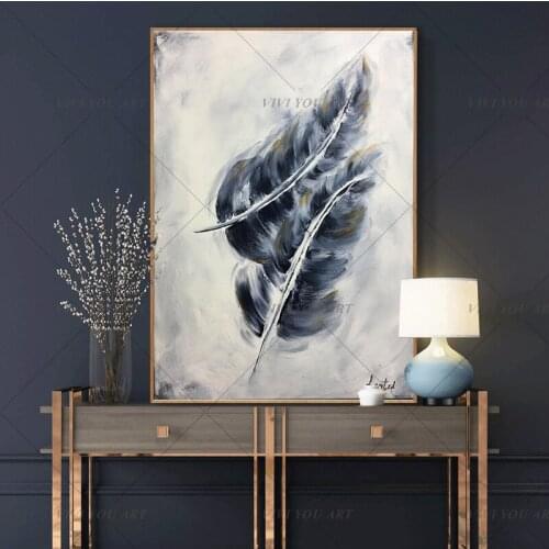 New Design Abstract Feather Oil Painting Handmade Wall Canvas Art Wall Decor Home Pieces Abstract Paintings Art For Living Room