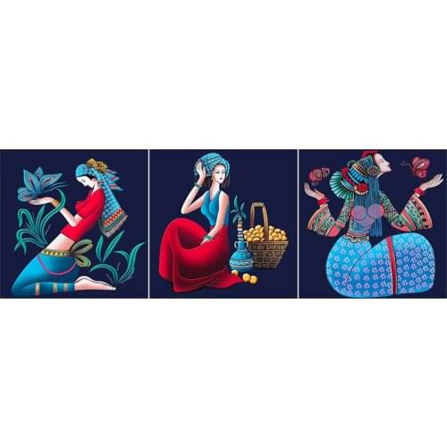 Full Diamond Diamond Painting Three-Piece Painting New Style Living Room 5D Ceramic Tile Stickers Rhinestone Cross Stitch 2
