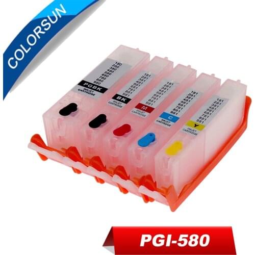 Colorsun Refill PGI-580 cli 581 refillable ink cartridge permanent chip For canon TS8150/TS8151/TS8152/TS8250/TS8251 cartridge