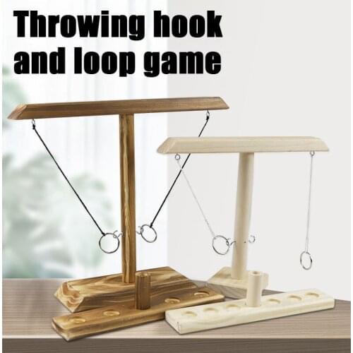 Ring Toss Game Wooden Ring Toss Hooks Detachable Portable Wooden Board Game