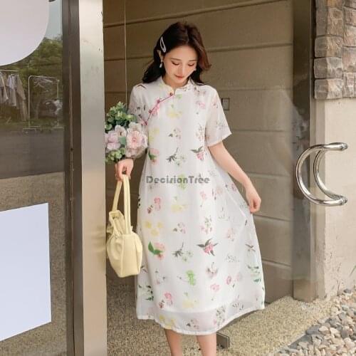 2021 elegant improved cheongsam female sexy lace floral evening party dress qipao novelty vestidos chinese oriental dress qipao