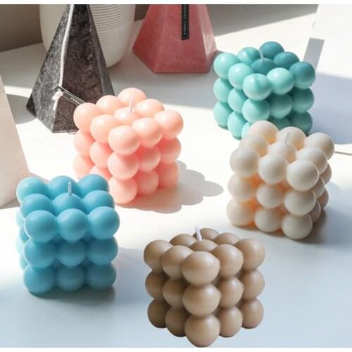 Geometry Bubble Cube Candle Soy Wax Fragrance Aromatherapy Candles Essential Oil Scented Relaxing Romantic Gift Home Decoration