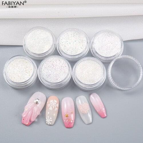 6pcs/set Holographic Sequins Nail Art Glitter Powder Aurora White Mermaid Dust Colorful Decoration DIY Design Gel UV Manicure