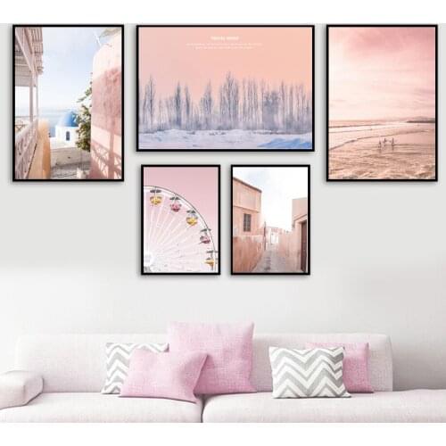 Beach Coastal Ferris Wheel Snowfield Wall Art Canvas Painting Nordic Posters And Prints Wall Pictures For Living Room Home Decor