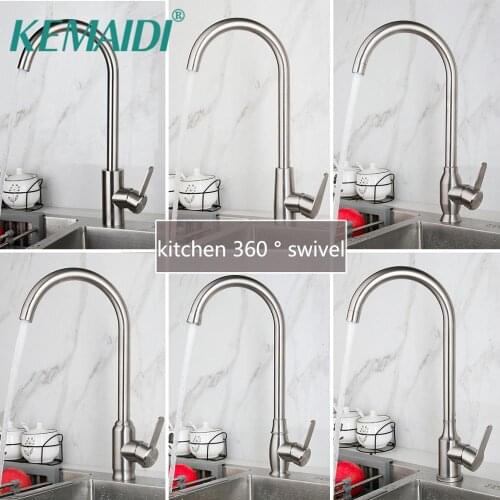 KEMAIDI Kitchen Faucet Stainless Steel Stream Spout Kitchen Sink Tap 360 Swivel Chrome Brass Hot & Cold Water Mixer Tap