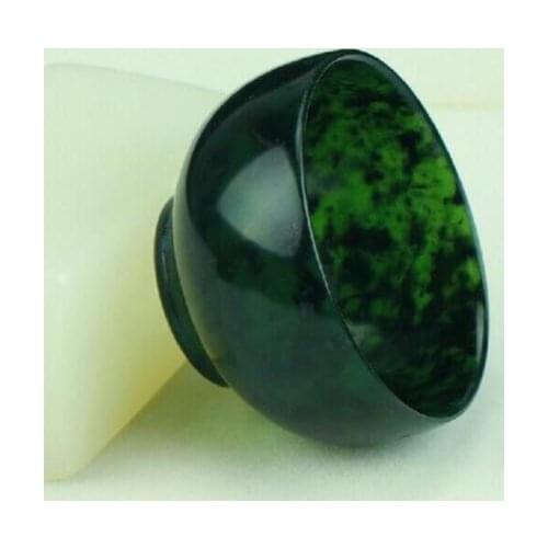 Chinese natural dark green jade bowl