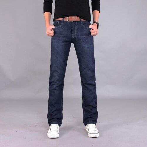 Classic Men Casual Mid-Rise Straight Denim Jeans Long Pants Comfortable Trousers Jeans