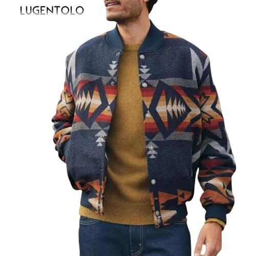 Men Large Size Jacket Long Sleeve Spring Thin Single-breasted Coat Fashion Print Pocket Casaul Street Jackets
