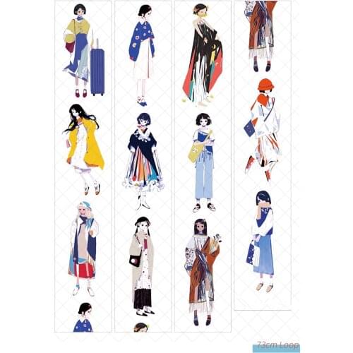 Lovely Girl PET Tapes Bullet Journal Masking Tape Adhesive Tape DIY Scrapbooking PET Stickers