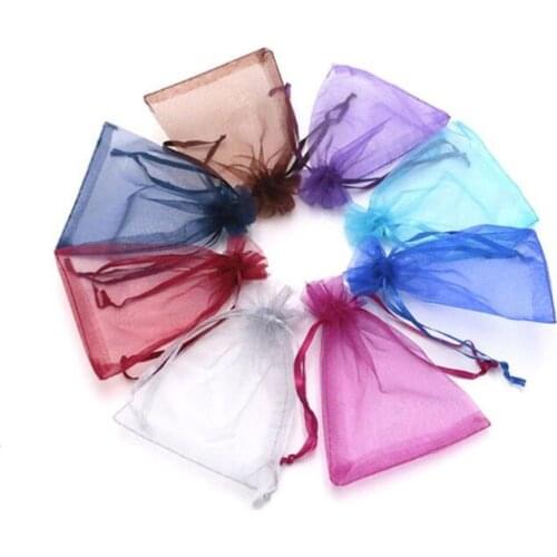 50pcs Organza Bag Jewelry Packaging Gift Candy Wedding Party Goodie Packing Favors Pouches Drawable Bags Present Sweets Pouches