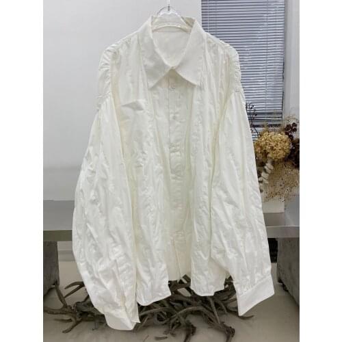 Fashion ladies 2021 new long sleeve sexy casual solid color pleated shirt 1102