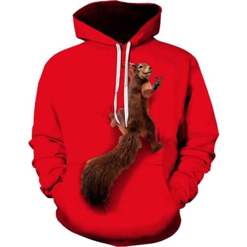 Mens Sweatshirt Autumn 2021 Hooded Personalized Sweatshirt 3D Squirrel Printed Casual Mens Womens Street Fashion Sweatshirt