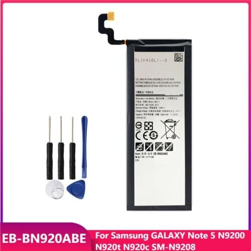 Original Phone Battery EB-BN920ABE For Samsung GALAXY Note 5 N9200 N920t N920c Note5 SM-N9208 Replacement Batteries 3000mAh