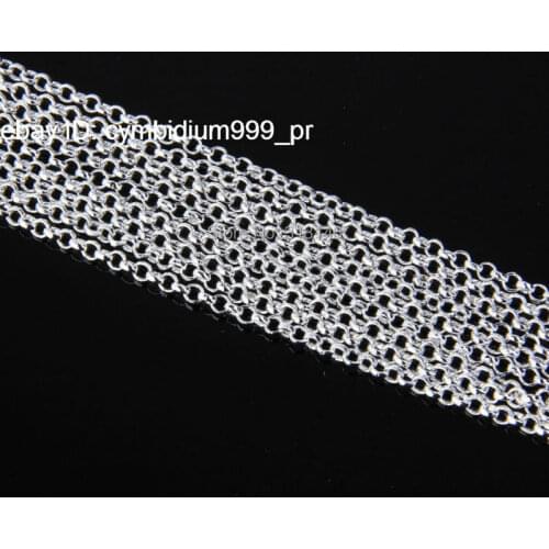 Bulk Wholesale Lots 10PCS Stamped 925 Silver Color 2mm Womens Necklace Rolo O Link Cable Chain 16''-30' with Lobster Clasp
