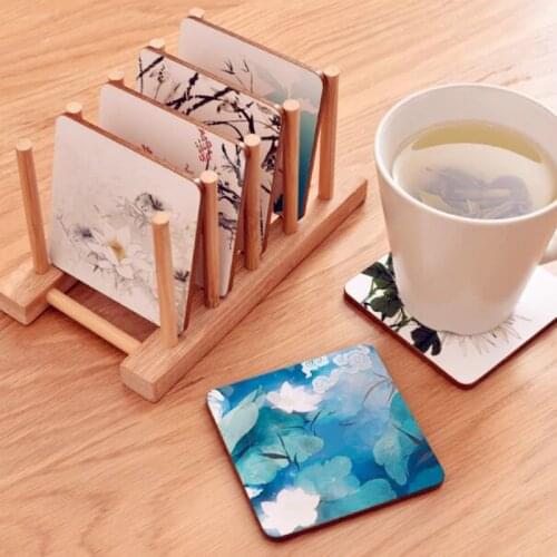 CFen As 1pc High Quality Wood Coasters Table Mat Cup Holder Pad Tea Coffee Drink Coasters Place Mat 9*9cm