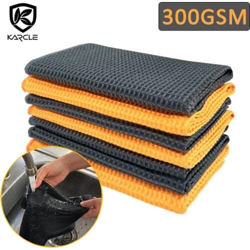 2Pcs Car Wash Towel Glass Cleaning Wax Polishing Detailing Waffle Weave Towel Soft Car Cleaning Microfiber Cloth Kitchen Cleaner