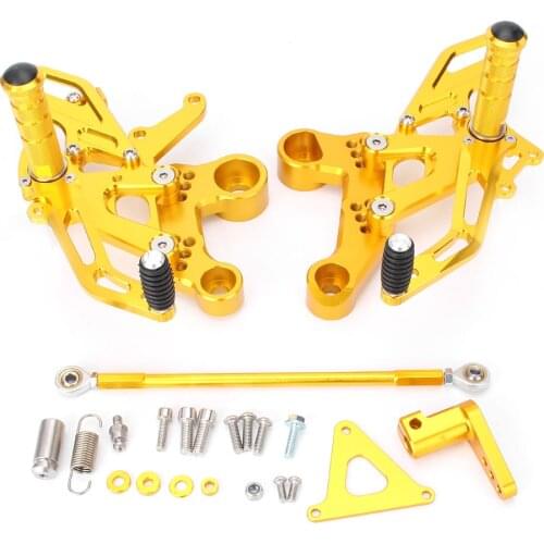 MT-09 FZ-09 2014-2016 Gold/Red Motorcycle Adjustable Rearset Footpeg Footrest 1Pair for YAMAHA MT09 FZ09 2014 2015 2016 Aluminum