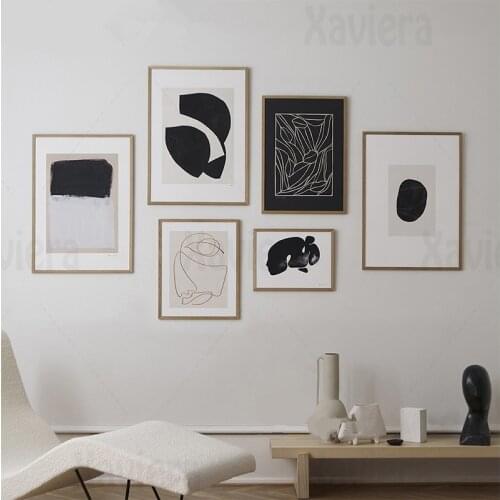 Scandinavian Black and White Geometric Canvas Painting Abstract Print Picture Wall Art Poster Nordic Modern Home Decor Bedroom