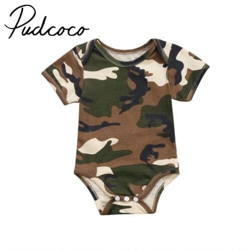 Stylish Newborn Baby Boy Girls Bodysuit Camo Jumpsuit Playsuit Kids Clothes Summer Sunsuit 0-24 Months