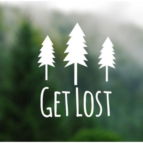 Get Lost - Pine Trees Silhouette Vinyl Decal Sticker Computers Laptops Wallpapers Adventure Nature Car Decals Vinyl Stickers