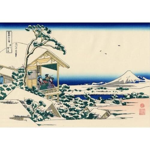 High quality Oil painting Canvas Reproductions Tea house at Koishikawa. The morning after by Katsushika Hokusai Thirty six Views