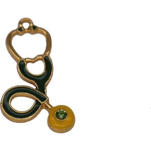 Green Yellow Enmael Stethoscope Charm Sorority Ph Society Jewelry Pedants Doctor Accessory For Jewelry Making
