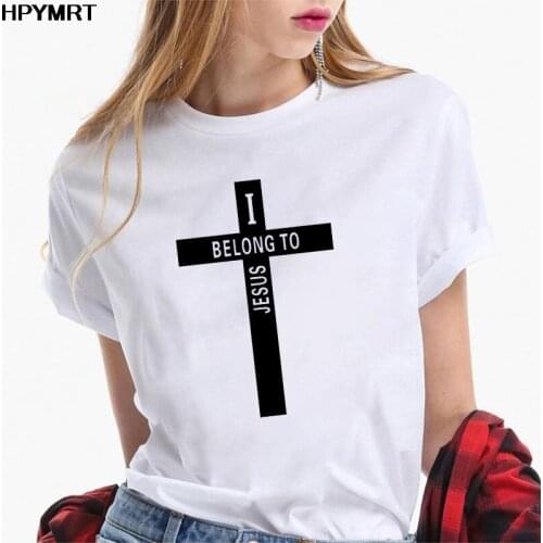 I belong to jesus New Summer Womens T-shirt Fun Graphics T-shirt Funny Fashion Print Tshirt Female Harajuku T shirt Tops Tee