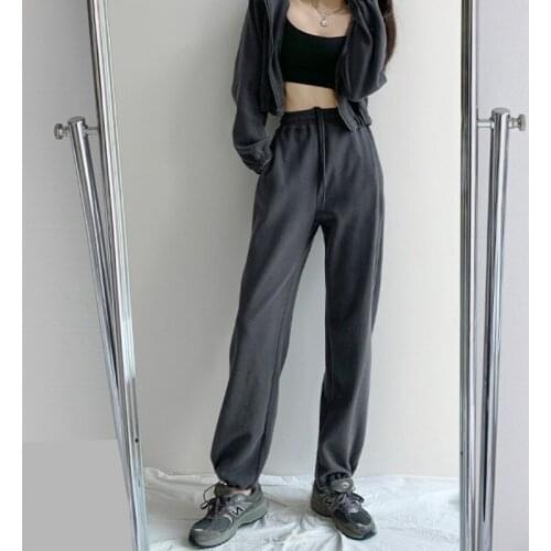 WOMENGAGA Korean Style Letter Embroidered Elastic Waist Casual Loose Hip Hop Harem Pants Women Drawstring Sweatpants Mr2w