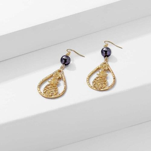 Womens Hawaiian Pineapple Drop Earrings Classic Elegant Plumeria Flower Dangling Earing Temperament Bridesmaid 2021 for Women