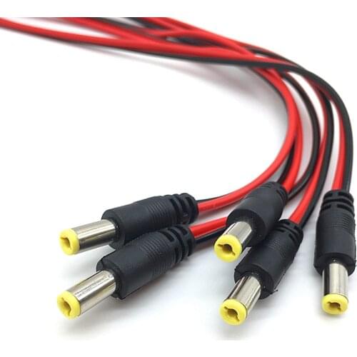 10pcs 12V DC Connectors Male Jack Cable Adapter Plug Power Supply 5.5 x 2.1mm for LED Strip Light CCTV Camera 26cm Length