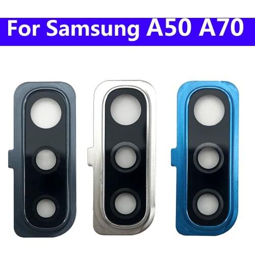 10Pcs/Lot, Housing Back Rear Camera Glass Lens With Cover Frame Holder For Samsung A50 A505F A70 A705F