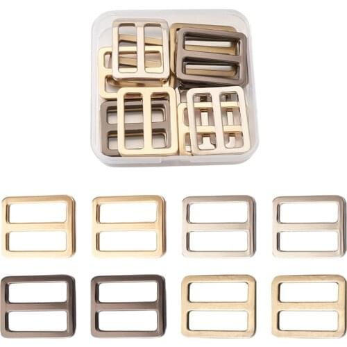 16pcs/box Alloy Slider Buckles Adjustable Buckle Fasteners for Strap Leathercraft Bag Belt Jewelry Bracelet Making Accessories