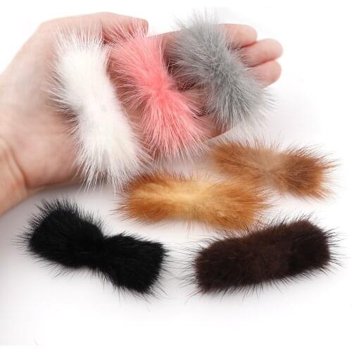 2Pcs 7 Colors Mink Pompoms Bowknot For Sewing On Knitted Key Chain Scarf Shoes Hats Fur DIY Crafts Hair Accessories
