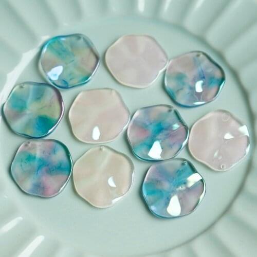 AB Color-Plated Wavy Resin Earrings Pendant Handmade DIY Hairpin Accessories Hairpin Handmade Materials 2pcs