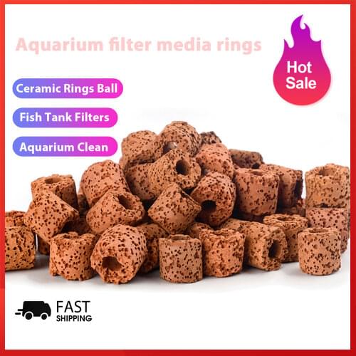 20/50/100PCS Aquarium Fish Tank Bio Filter Media Ceramic Rings Bio Ball Clean Water Filter Net Bag Fish Accessories External