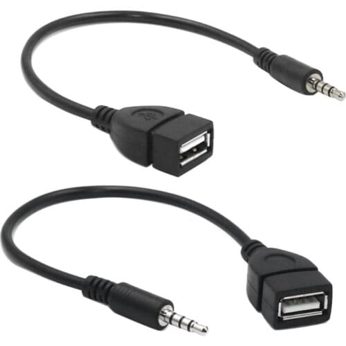 3.5mm Male AUX Audio Jack to USB Charge Cable Adapter Cord MP3 Adapter Cable Black AUX Data Cable
