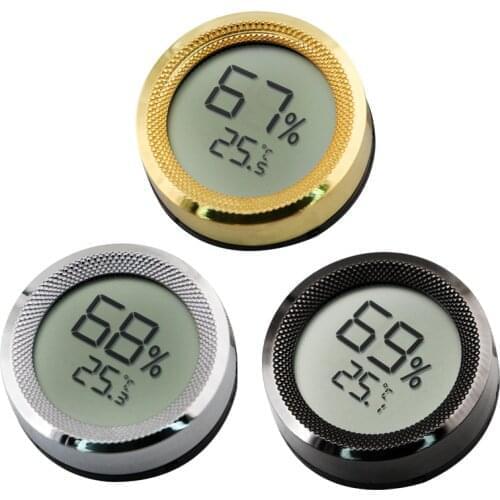 3pcs Cigar Humidor Hygrometer Gauge Thermometer Mini Digital LCD Display Convenient Temperature Sensor Round Humidity Meter
