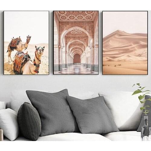 3pcs Nordic Poster Camel Desert Scenery Wall Art HD Canvas Painting Modern Modular Pictures for Living Room Home Decor