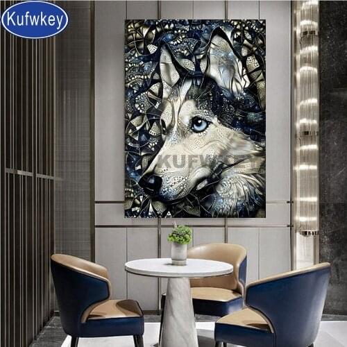Diamond painting Siberian Husky Dog Abstract Art diamond embroidery 5d diy Diamond mosaic full square round drill cross Stitch