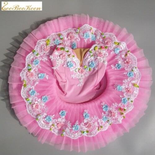 Ballet dress Little Swan Children Pink flower Tutu Dress Camisole Mesh Dress Performance dance wear for girls ballerina costume