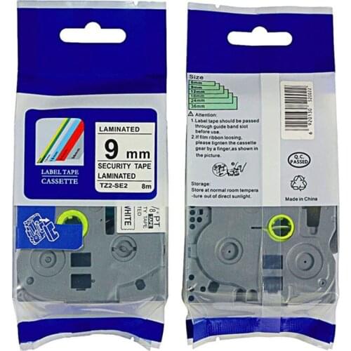 Free shipping Compatible brother compatible p touch 9mm*8m tz tape TZ-SE2 9mm Security tape laminated tape cassette