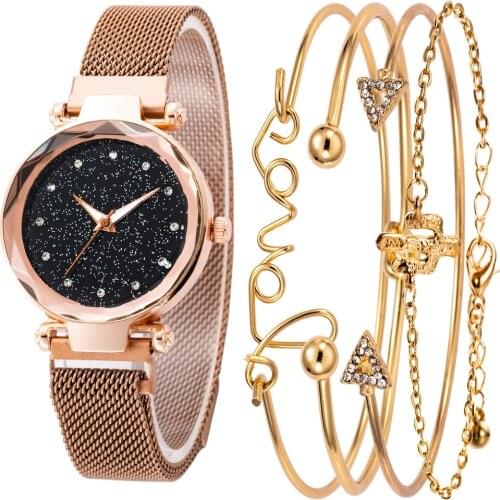 Ladies Starry Sky Watch New Fashion Luxury Bracelet Dress Wristwatches Classic Watches Casual Simple Quartz Clock Hot Sale Gift