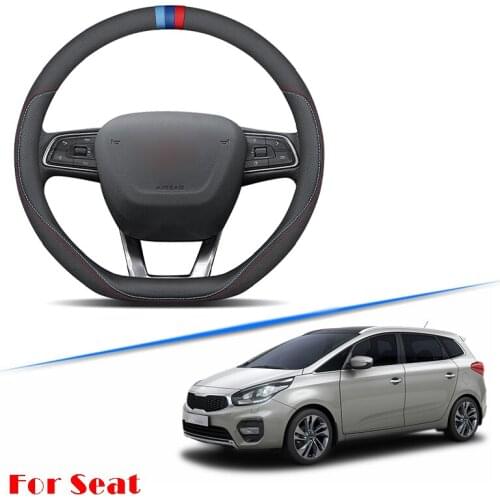 Car Steering Wheel Cover Black Leather Universal Fit for Seat EXEO Ibiza Leon Arona Xcellence Alhambra Series Easy to Install