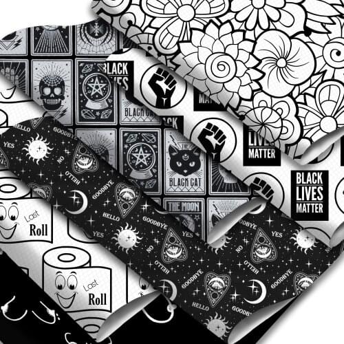 Black White Series Faux Leather Sheets Cow Leopard Printed Synthetic Leather Fabric 20x33cm for DIY Earrings Hair Bows Crafts