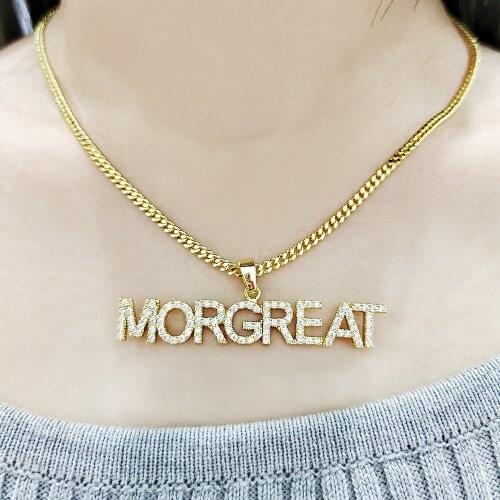 DODOAI Custom Name Necklaces 9mm Letters Necklace for Women Name Necklaces Numbers Personaliz Necklace Crystal Pendant for Women