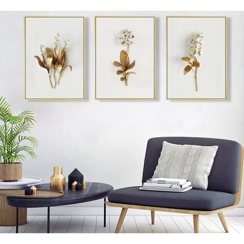 EECAMAIL 5D Diamond Painting Gold Leaf Full Diamonds Embroidered Simple Modern Living Room Triptych Home Decora